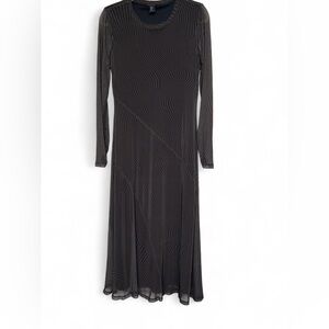 Rachel Zoe Black & Brown Long-Sleeve Wave-Print Maxi Dress